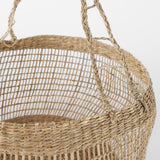 Nova 15.0L x 15.0W x 9.4H (Set of 2) Light Brown Seagrass Woven Round Basket W/ Long Handle from Mercana - Luna Furniture