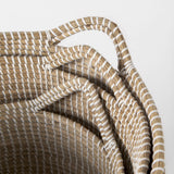 Maddie (Set of 3) Light Brown W/White Dipped Seagrass Round Basket W/ Handles from Mercana - Luna Furniture