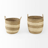 Bradley (Set of 2) Light Brown W/Striped Seagrass Basket W/ Handles from Mercana - Luna Furniture