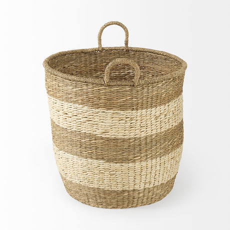 Bradley (Set of 2) Light Brown W/Striped Seagrass Basket W/ Handles from Mercana - Luna Furniture
