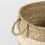 Bradley (Set of 2) Light Brown W/Striped Seagrass Basket W/ Handles from Mercana - Luna Furniture
