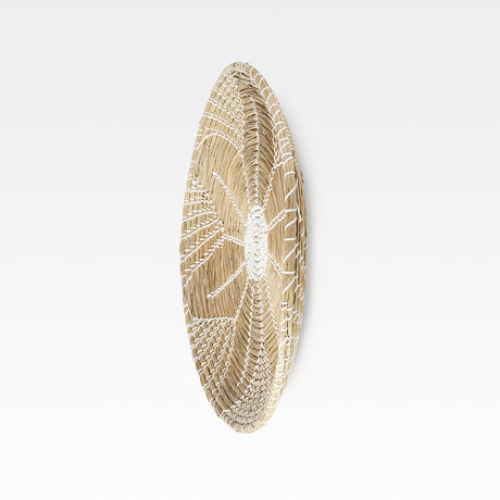 Mekhi 24.0L x 24.0W x 3.5 Light Brown Seagrass W/White String Round Wall Hanging Plate from Mercana - Luna Furniture