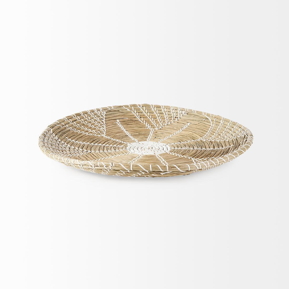 Mekhi 24.0L x 24.0W x 3.5 Light Brown Seagrass W/White String Round Wall Hanging Plate from Mercana - Luna Furniture