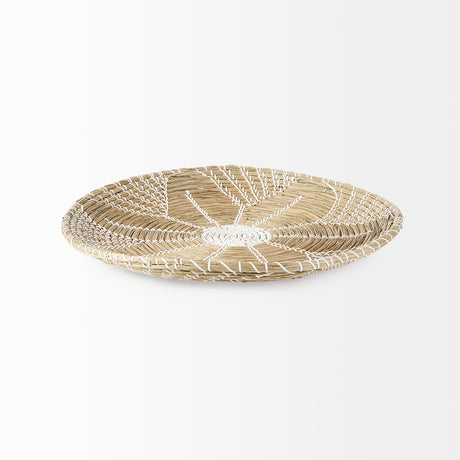 Mekhi 24.0L x 24.0W x 3.5 Light Brown Seagrass W/White String Round Wall Hanging Plate from Mercana - Luna Furniture