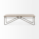 Camille 55.5L x 16.0W x 17.0H Cream Fabric Seat W/ Metal Frame Bench from Mercana - Luna Furniture