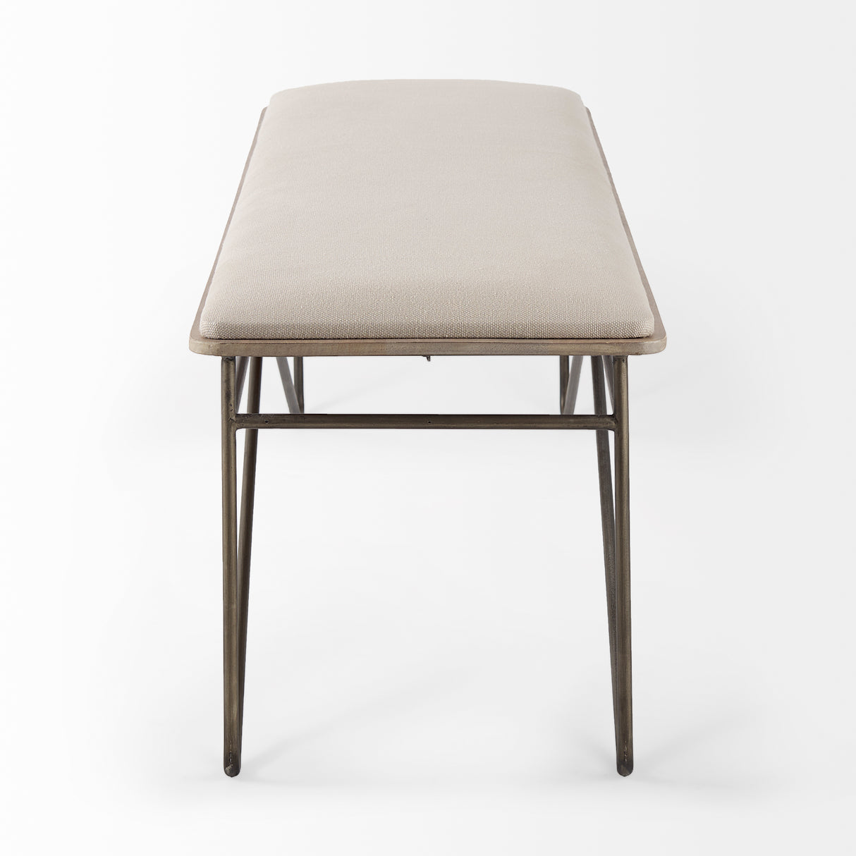 Camille 55.5L x 16.0W x 17.0H Cream Fabric Seat W/ Metal Frame Bench from Mercana - Luna Furniture