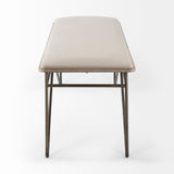 Camille 55.5L x 16.0W x 17.0H Cream Fabric Seat W/ Metal Frame Bench from Mercana - Luna Furniture