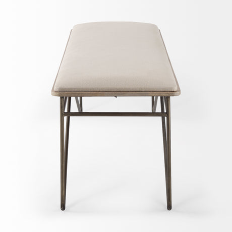 Camille 55.5L x 16.0W x 17.0H Cream Fabric Seat W/ Metal Frame Bench from Mercana - Luna Furniture