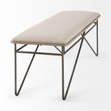 Camille 55.5L x 16.0W x 17.0H Cream Fabric Seat W/ Metal Frame Bench from Mercana - Luna Furniture