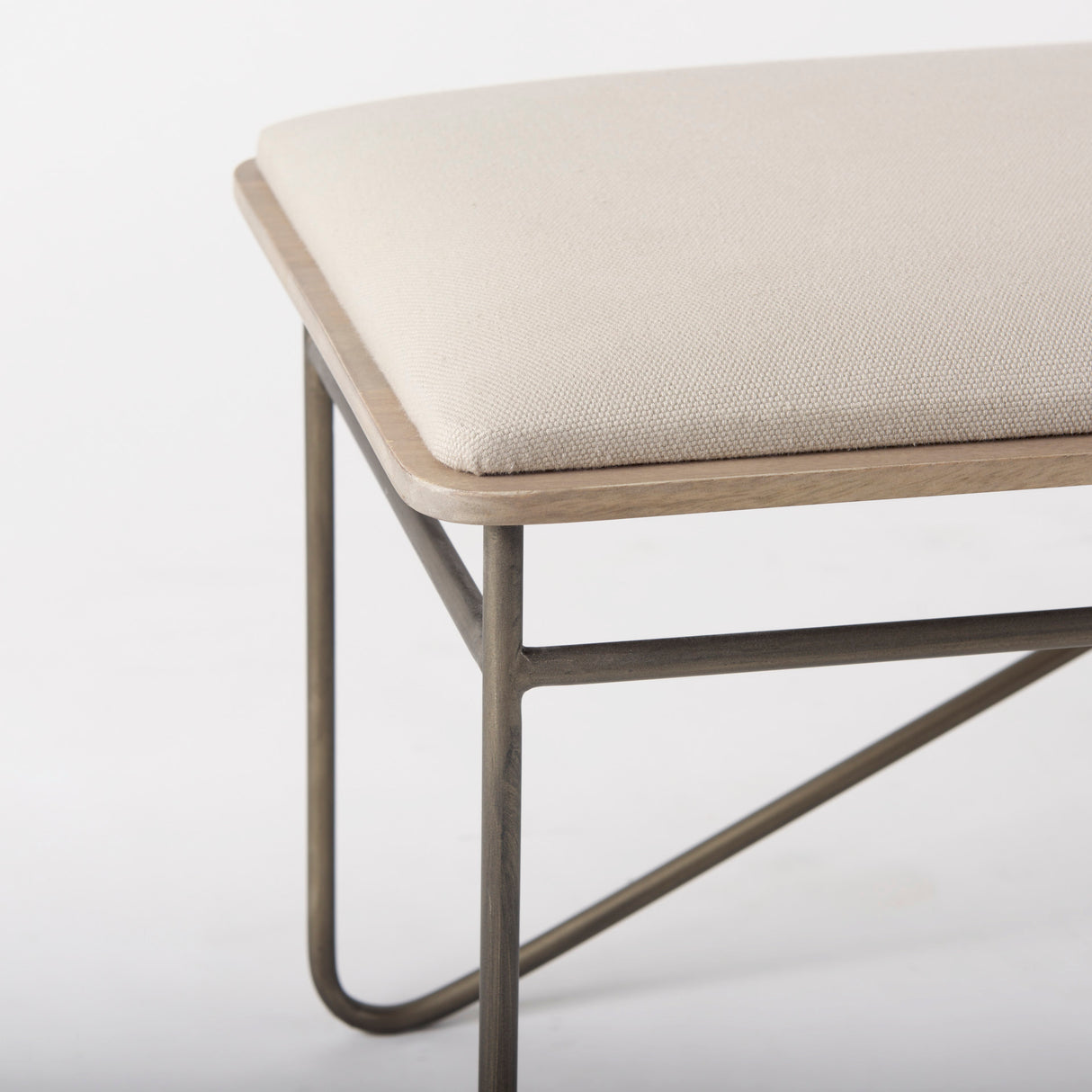 Camille 55.5L x 16.0W x 17.0H Cream Fabric Seat W/ Metal Frame Bench from Mercana - Luna Furniture