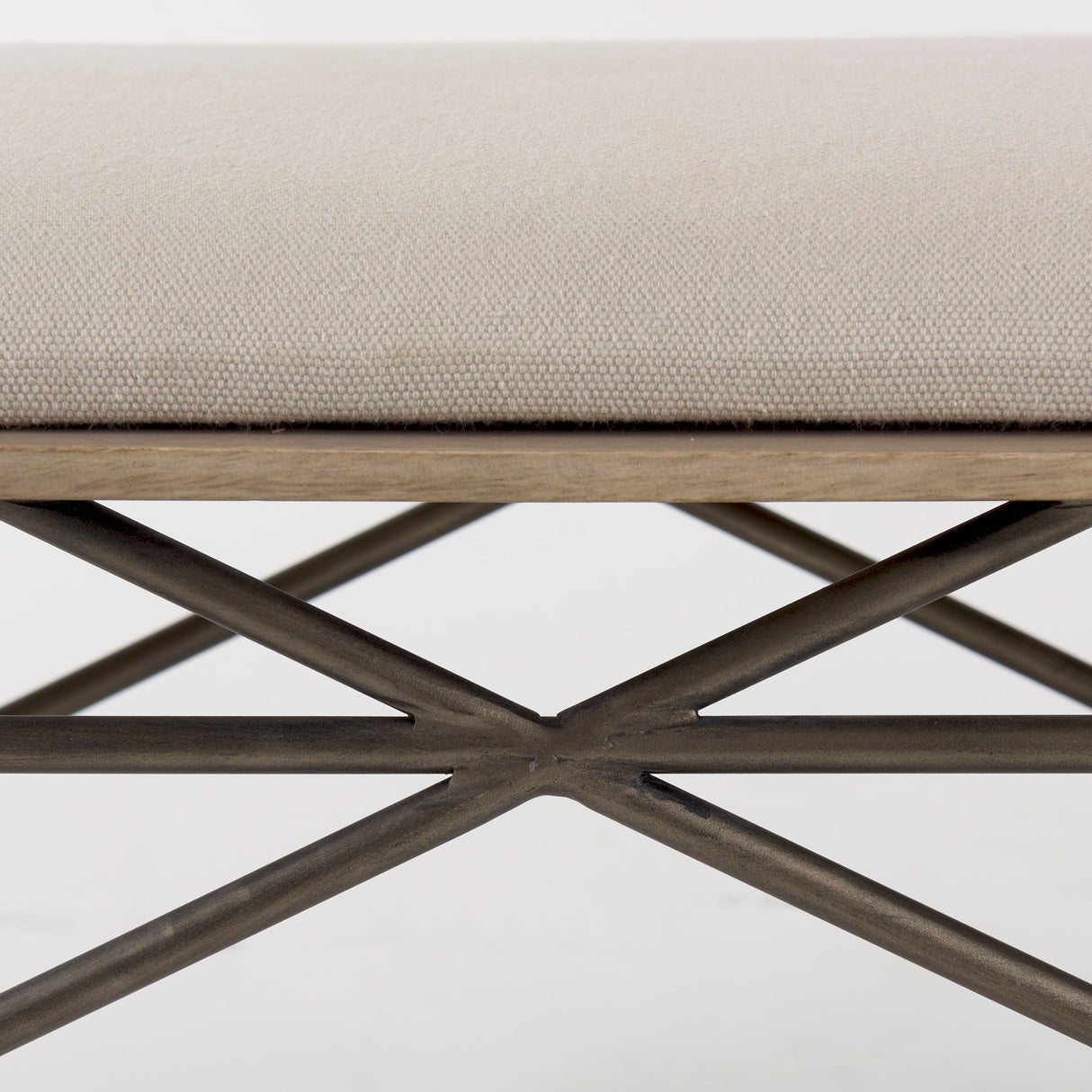 Camille 55.5L x 16.0W x 17.0H Cream Fabric Seat W/ Metal Frame Bench from Mercana - Luna Furniture