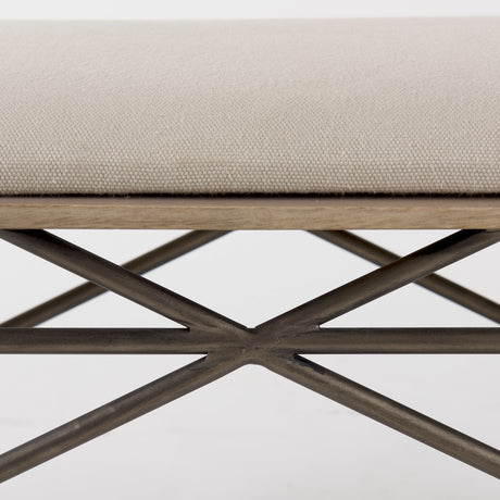 Camille 55.5L x 16.0W x 17.0H Cream Fabric Seat W/ Metal Frame Bench from Mercana - Luna Furniture