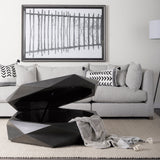 Arreto 48" Black Solid Wood Hexagonal Storage Coffee Table from Mercana - Luna Furniture