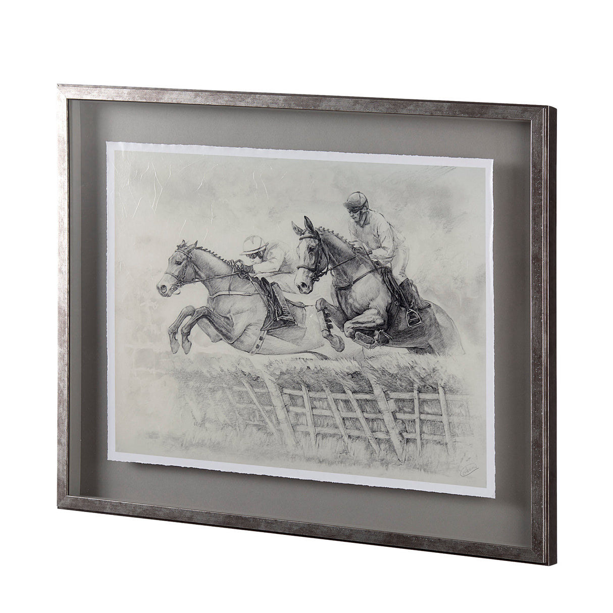 Horse Racing II by Mercana Studio a Hand Embellished Textured Framed Art Print Matted under Glass from Mercana - Luna Furniture