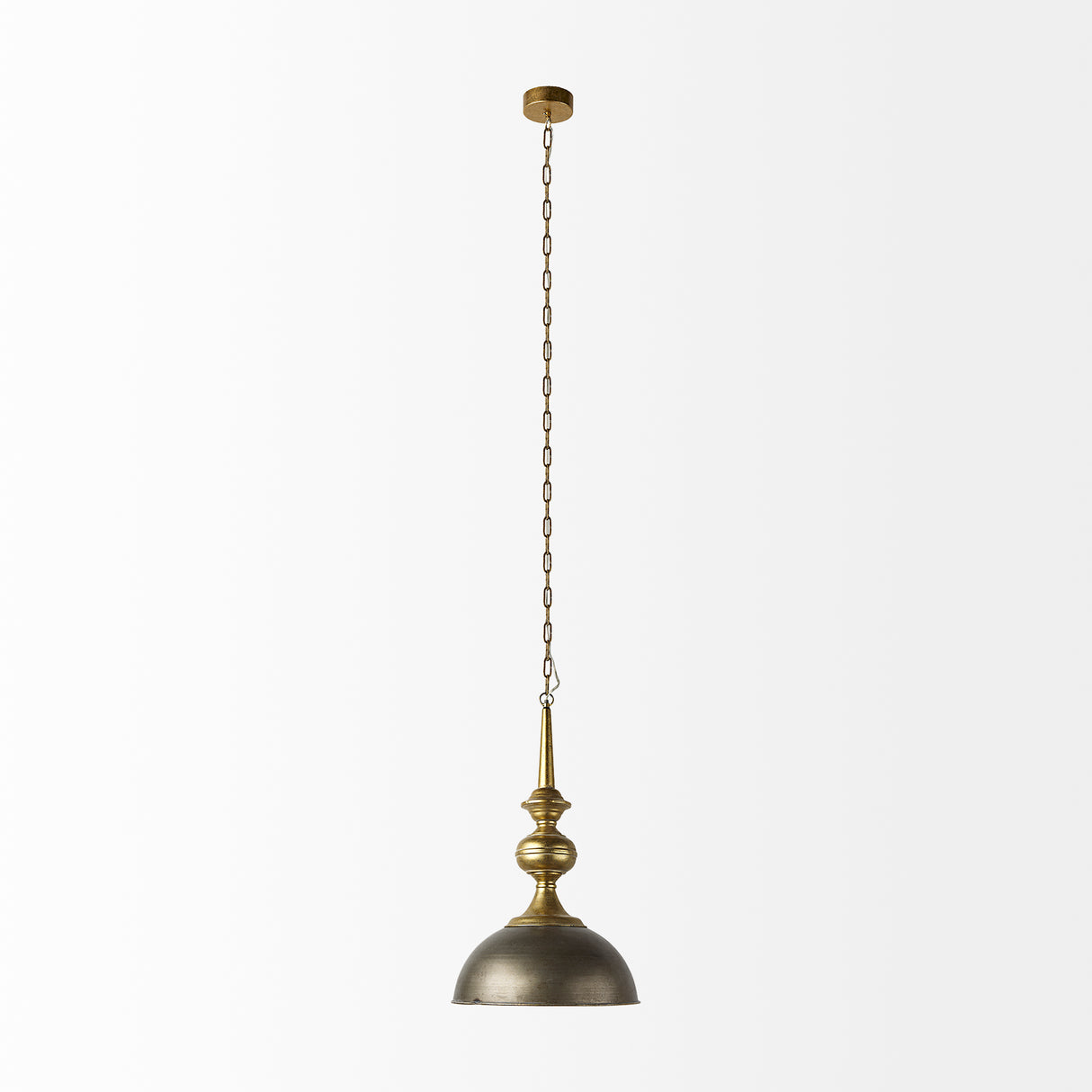 Capsa 17x29 Antique Gold and Silver Toned Metal Dome Pendant Light from Mercana - Luna Furniture