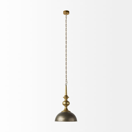 Capsa 17x29 Antique Gold and Silver Toned Metal Dome Pendant Light from Mercana - Luna Furniture