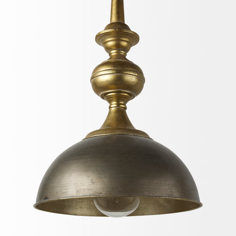 Capsa 17x29 Antique Gold and Silver Toned Metal Dome Pendant Light from Mercana - Luna Furniture
