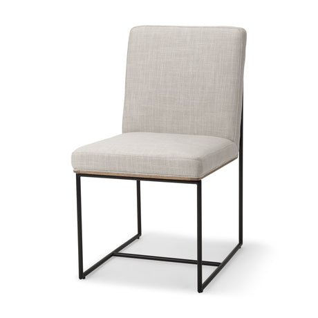 Stamford Beige Upholstered Seat w/ Wood Back, Black Metal Frame Dining Chair from Mercana - Luna Furniture