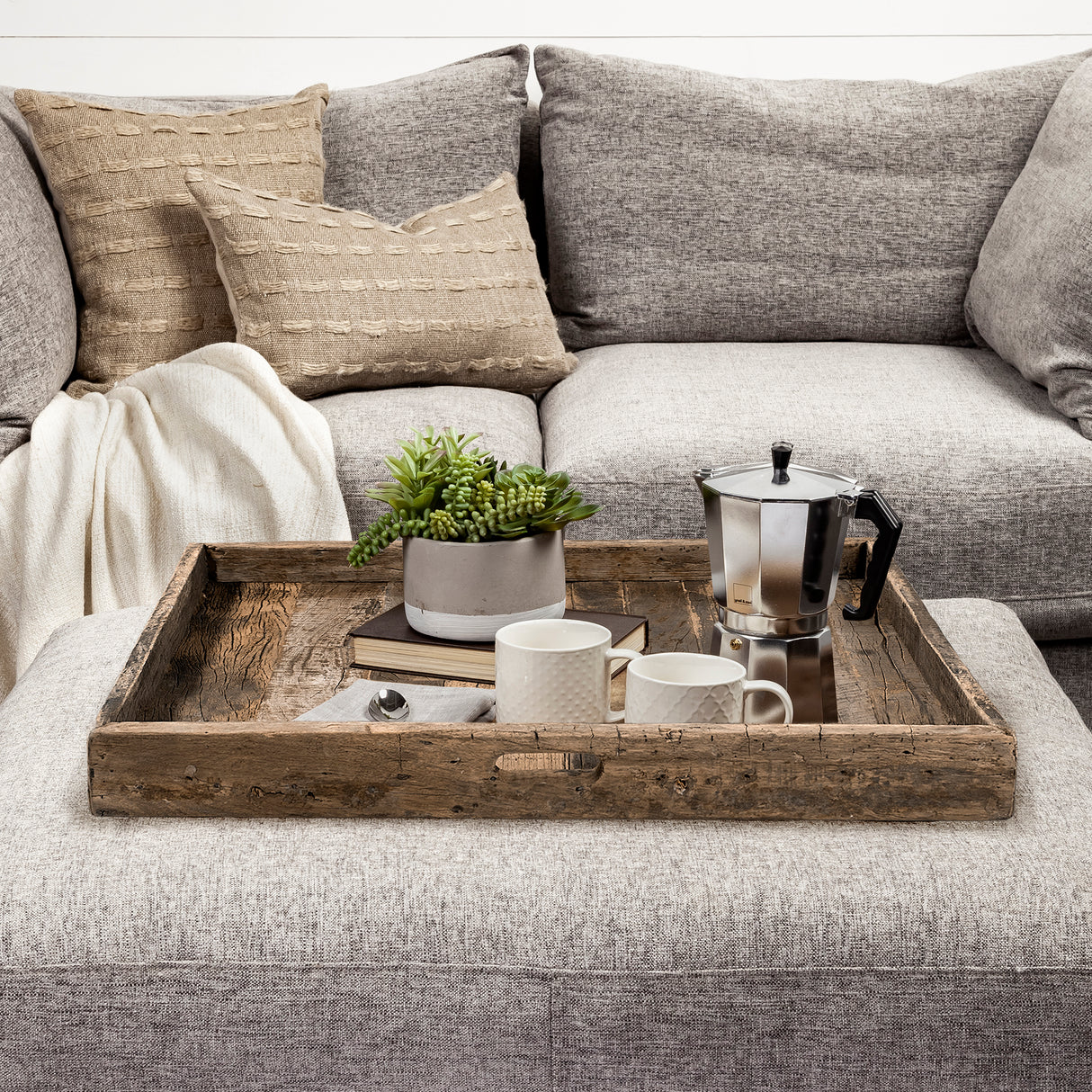 Carson (Large) 30L x 30W Brown Reclaimed Wood Tray from Mercana - Luna Furniture