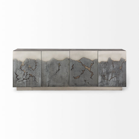 Roxdale 82.0L x 18.0W x 29.0H Acid Wash Metal Sideboard from Mercana - Luna Furniture