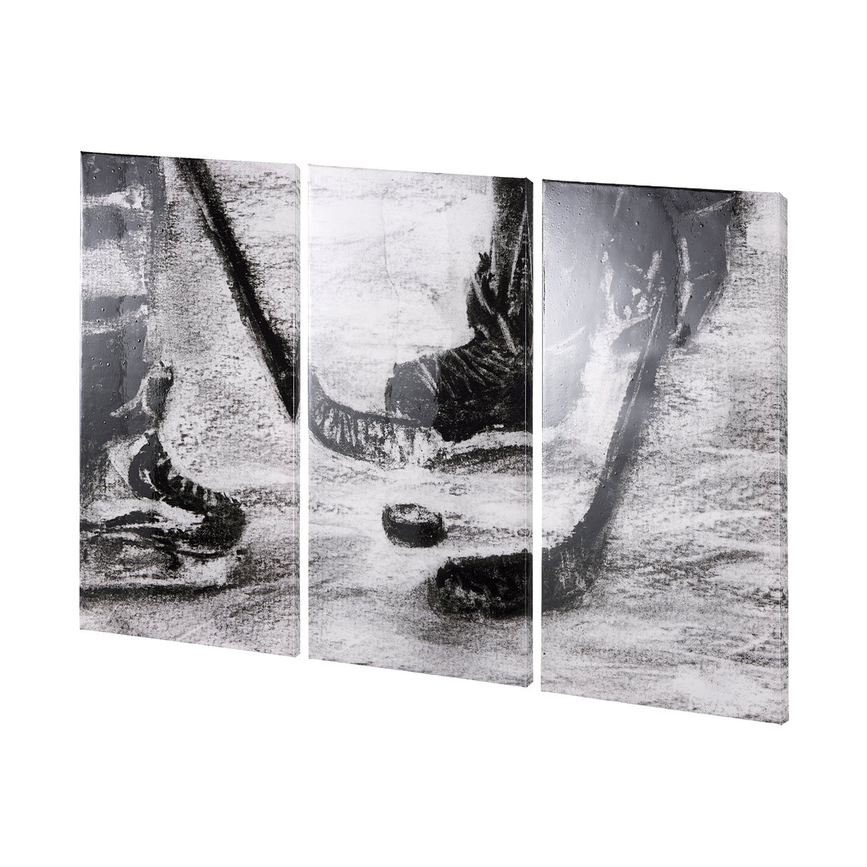 Sports Collection Hockey-L 3 Piece Triptych by Mercana Studio a Hand Embellished Textured Canvas from Mercana - Luna Furniture