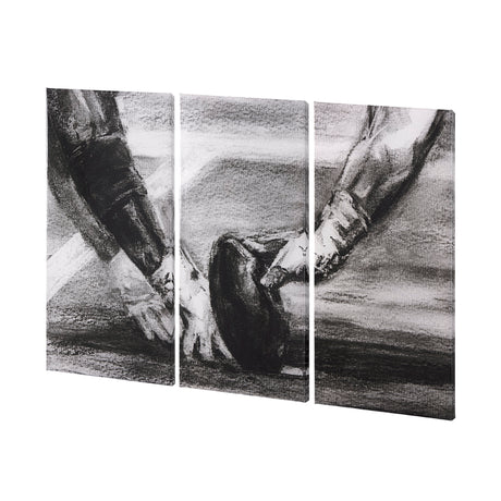 Sports Collection Football 3 Piece Triptych (L) by Mercana Studio a Hand Embellished Textured Canvas from Mercana - Luna Furniture