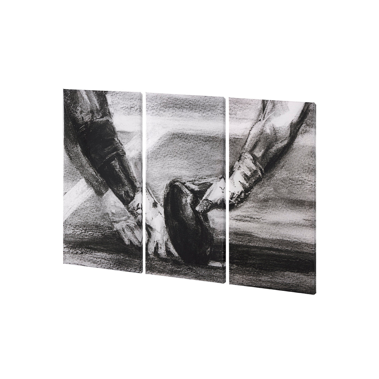 Sports Collection Football 3 Piece Triptych (S) by Mercana Studio a Hand Embellished Textured Canvas from Mercana - Luna Furniture