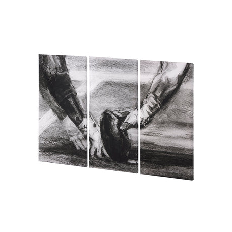 Sports Collection Football 3 Piece Triptych (S) by Mercana Studio a Hand Embellished Textured Canvas from Mercana - Luna Furniture