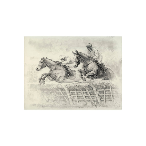 Horse Racing II by Mercana Studio a Hand Embellished Textured Canvas