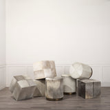 Zahavi I 20" Grey-toned hair-on-hide ottoman from Mercana - Luna Furniture