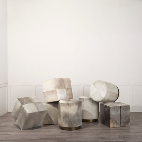 Zahavi I 23"H grey-toned hair-on-hide ottoman from Mercana - Luna Furniture