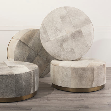 Zahavi 36" Gray Hair-On-hide W/Metal Base Ottoman from Mercana - Luna Furniture