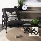 Leonidas 28.5L x 29.5W x 34.0H Black Faux Leather Seat W/ Black Metal Frame Accent Chair from Mercana - Luna Furniture