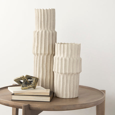 Cardon 14.4H Cream Ceramic Vase from Mercana - Luna Furniture