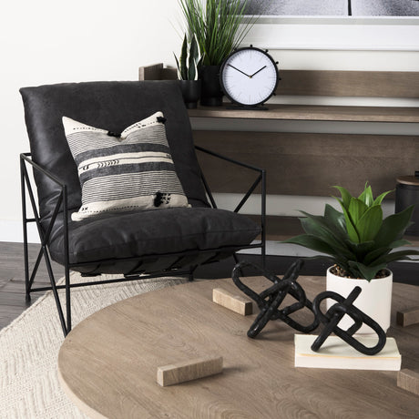 Marian 11.0L x 3.1W x 11.0H Black Studded Round Table Clock from Mercana - Luna Furniture