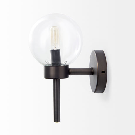 Boltern II 6x12 Black Toned Glass Globe Wall Sconce from Mercana - Luna Furniture