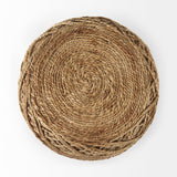 Allium Brown Handwoven Wool Cylindrical Pouf from Mercana - Luna Furniture