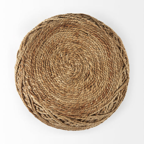 Allium Brown Handwoven Wool Cylindrical Pouf from Mercana - Luna Furniture