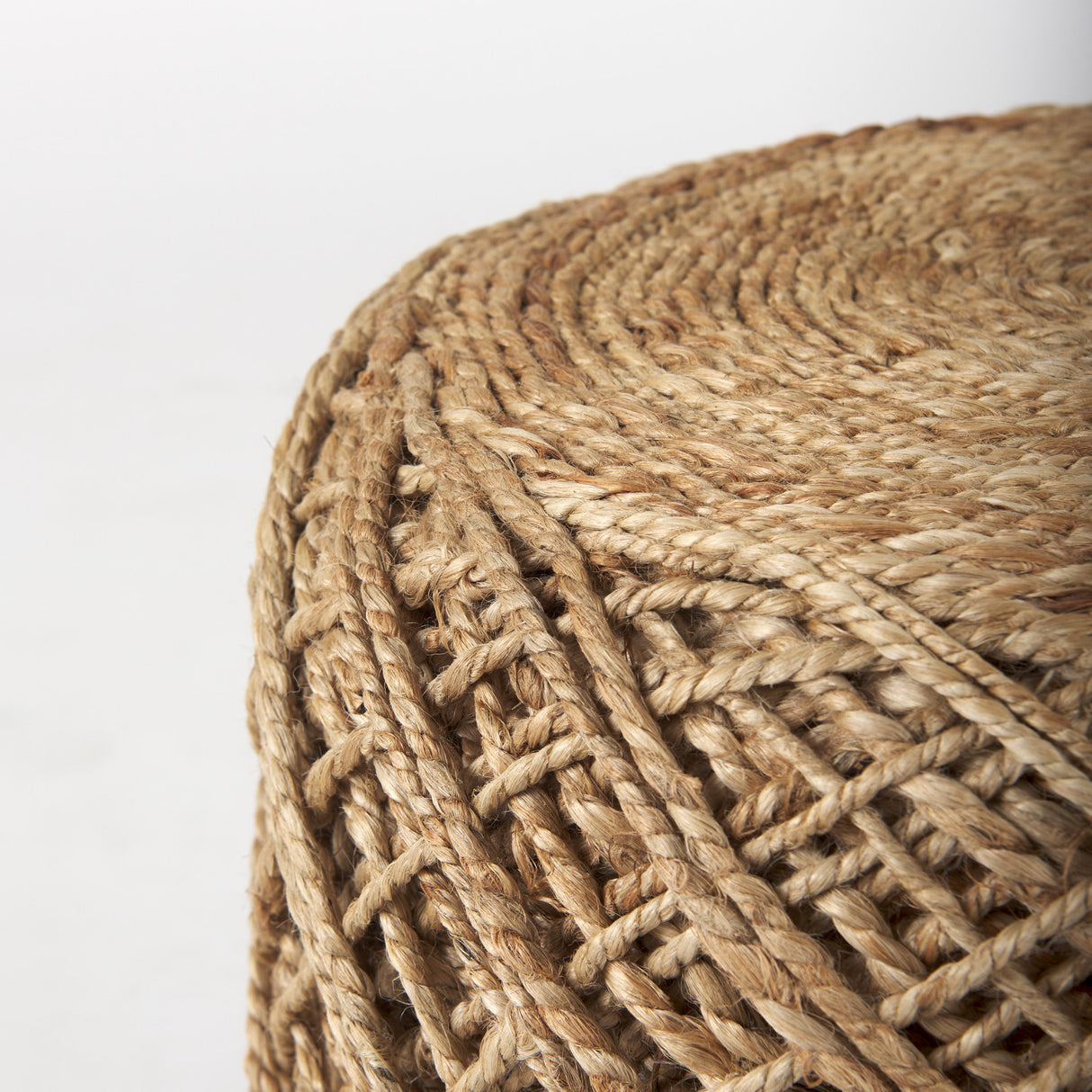 Allium Brown Handwoven Wool Cylindrical Pouf from Mercana - Luna Furniture