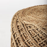 Allium Brown Handwoven Wool Cylindrical Pouf from Mercana - Luna Furniture