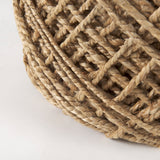 Allium Brown Handwoven Wool Cylindrical Pouf from Mercana - Luna Furniture