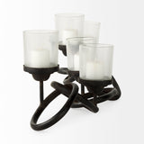 Quito Black Metal Chain-Link Five Candle Table Candle Holder from Mercana - Luna Furniture