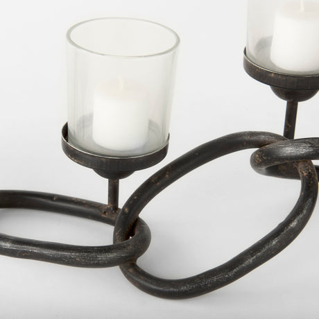 Quito Black Metal Chain-Link Five Candle Table Candle Holder from Mercana - Luna Furniture