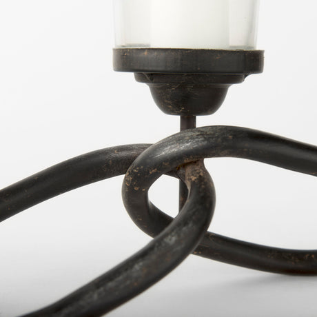 Quito Black Metal Chain-Link Five Candle Table Candle Holder from Mercana - Luna Furniture