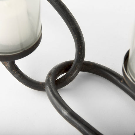 Quito Black Metal Chain-Link Five Candle Table Candle Holder from Mercana - Luna Furniture