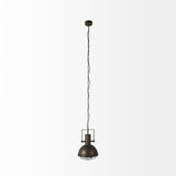 Zaio 12.5Lx 12.5W x 18.5H Weathered Antique Gold Metal Caged Bulb Pendant Light from Mercana - Luna Furniture
