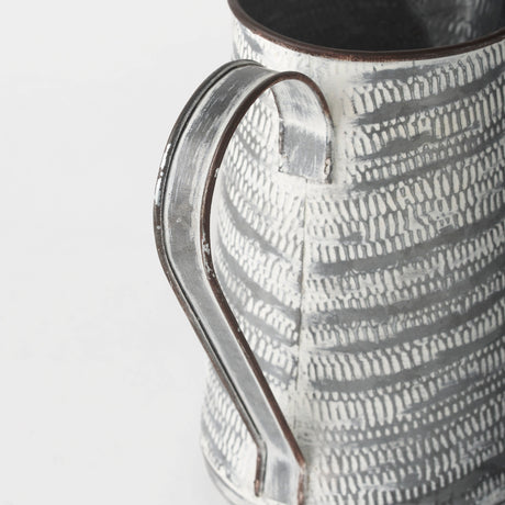 Serena I 8H Small Gray/White Textured Metal Jug from Mercana - Luna Furniture