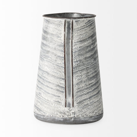 Serena II 11.2H Large Gray/White Textured Metal Jug from Mercana - Luna Furniture