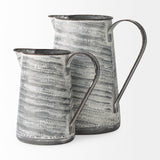 Serena II 11.2H Large Gray/White Textured Metal Jug from Mercana - Luna Furniture