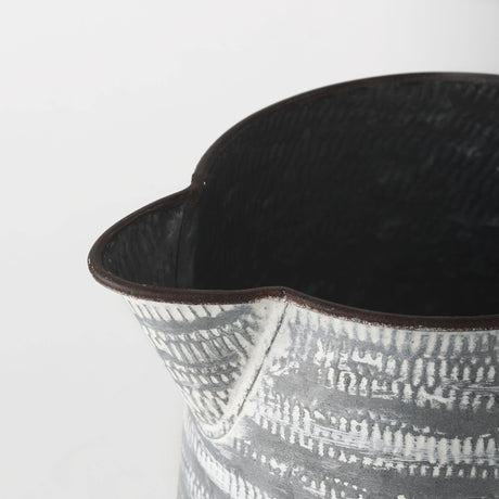 Serena II 11.2H Large Gray/White Textured Metal Jug from Mercana - Luna Furniture